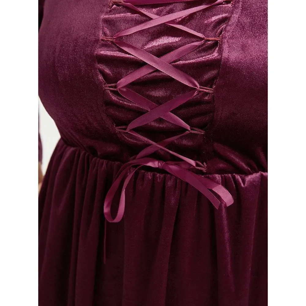 Bloomchic Halloween Velvet Bell Sleeve Dress - Picture 9 of 10
